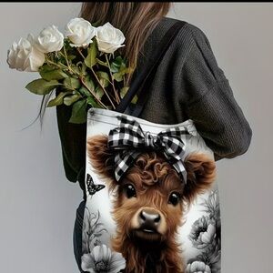 Charming Highland Cow Tote Bag NWT